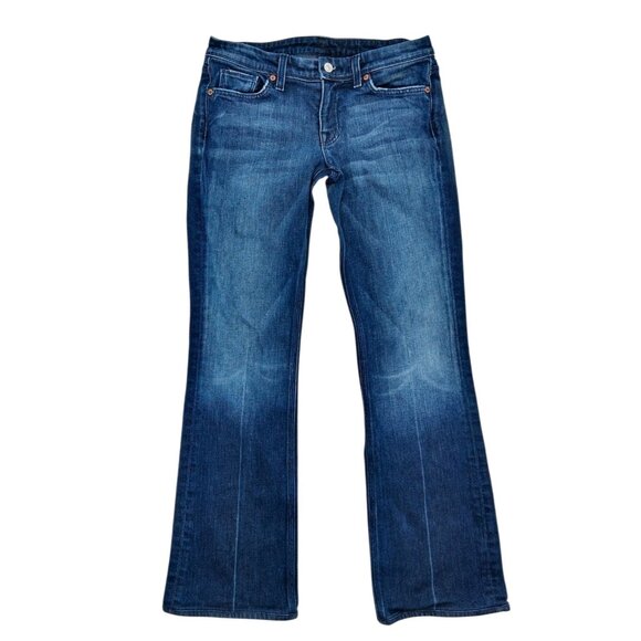 7 Seven For All Mankind Denim Jeans Womens 30 Blue Faded Bootcut Embroidered - Picture 1 of 9